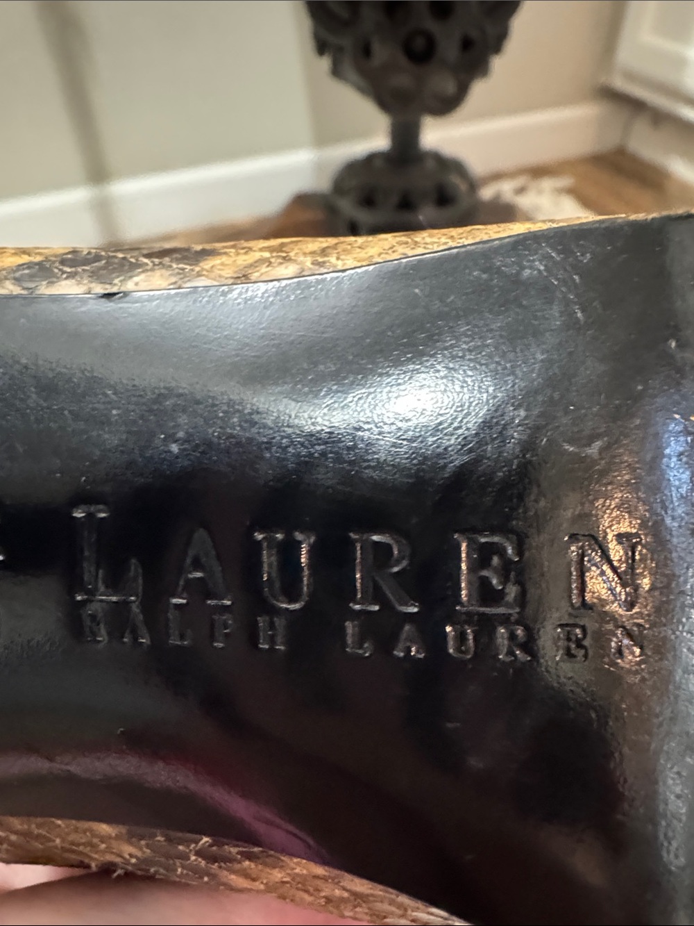 Lauren Ralph Lauren Snakeskin Print Leather Pumps 9.5 Vintage 3” Heel - Picture 8 of 9